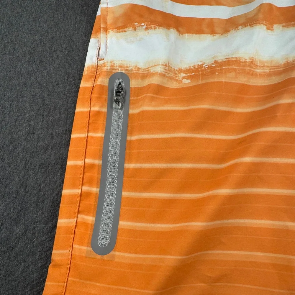 ZeroXposur Kids Orange Striped Board‎ Shorts Swim Trunks Size S Small Zip Pocket